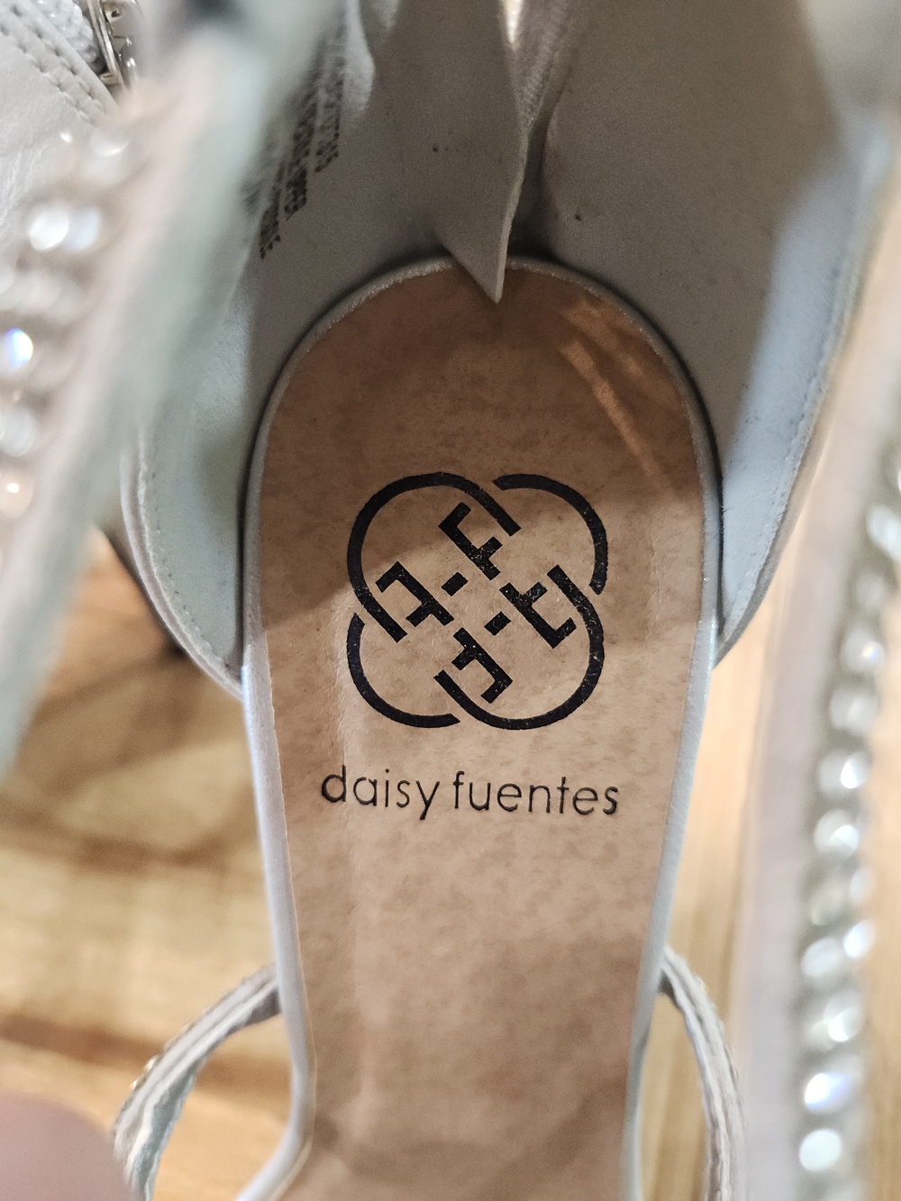 Daisy Fuentes Silver Rhinestone Strappy Heels